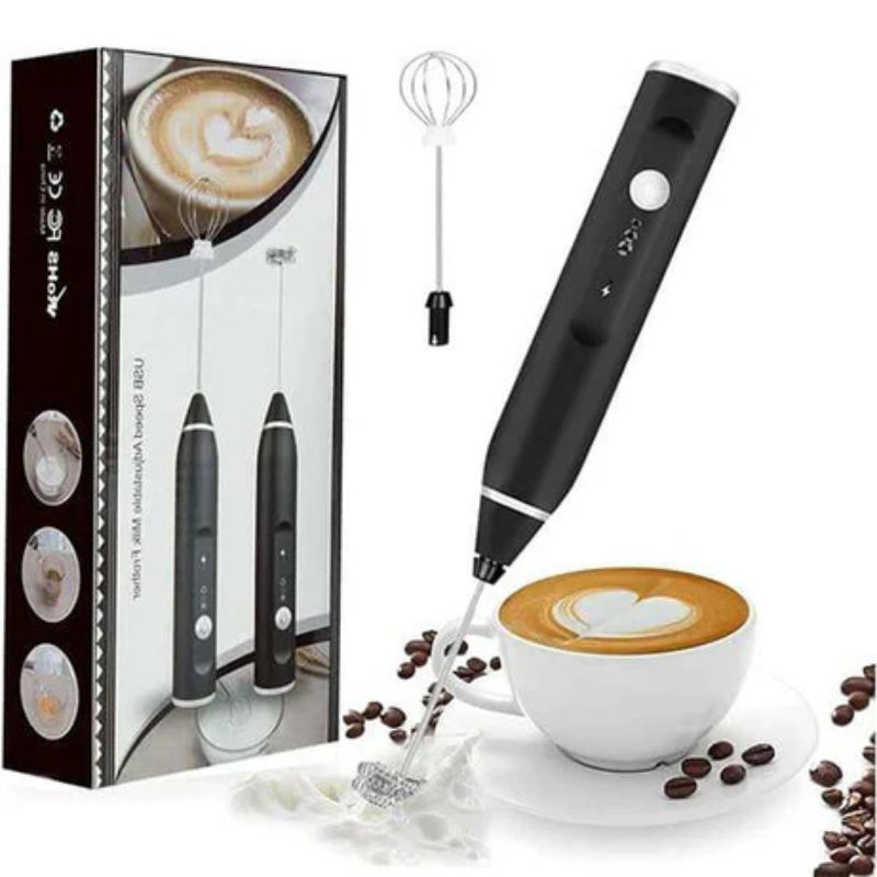 Rechargeable Electric Coffee Frother & Handheld Egg Beater – High-Speed USB Mixer