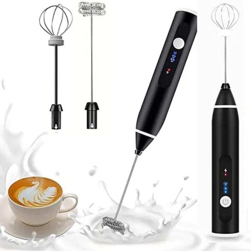 Rechargeable Electric Coffee Frother & Handheld Egg Beater – High-Speed USB Mixer