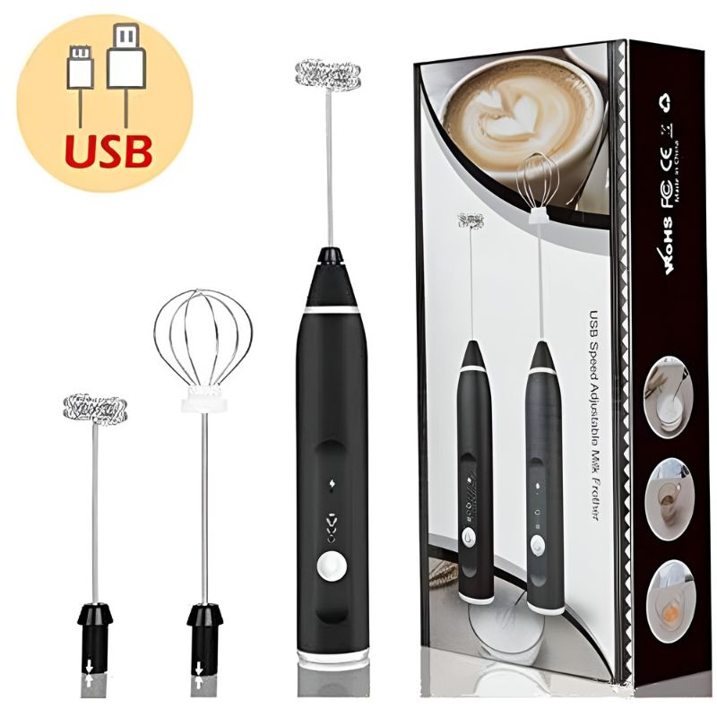 Rechargeable Electric Coffee Frother & Handheld Egg Beater – High-Speed USB Mixer