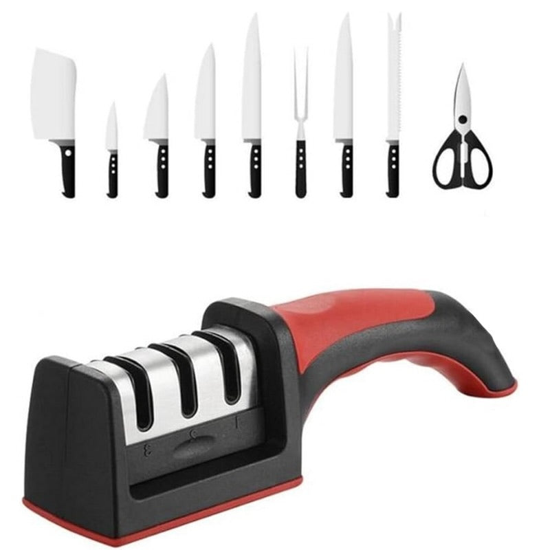 3-Stage Kitchen Knife Sharpener | Multifunctional Diamond Sharpening Tool