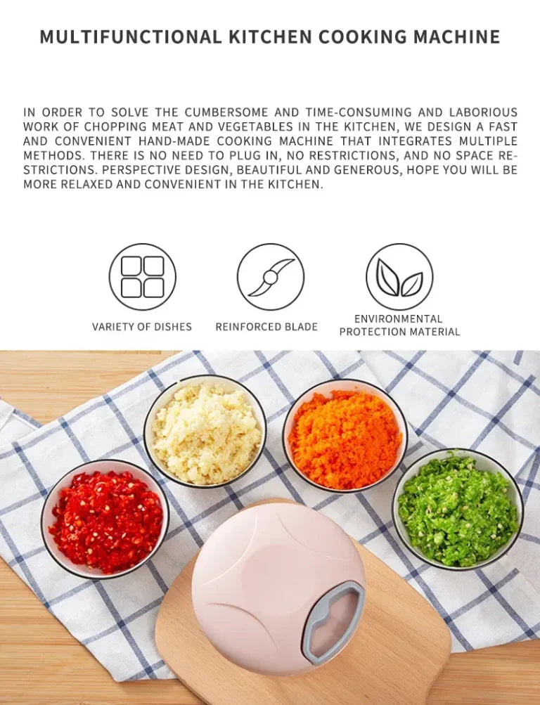 5-Blade Manual Vegetable Chopper – Hand Pull Food Cutter & Dicer