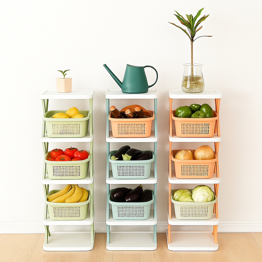 6-Layer Stackable Storage Rack – X-Shaped Space-Saving Organizer for Kitchen & Home
