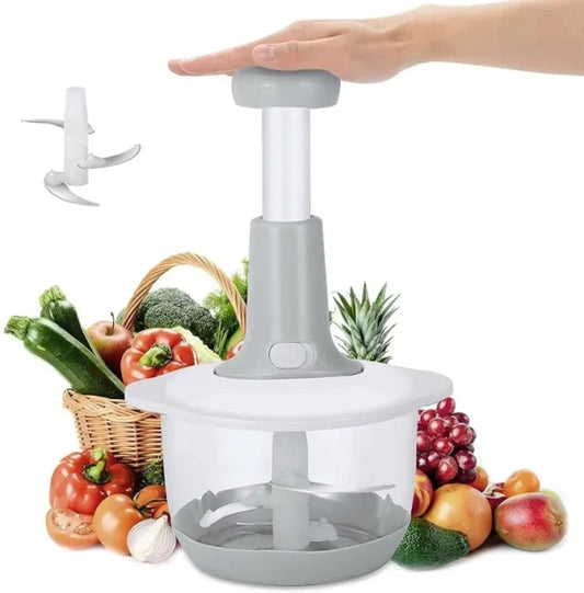 Manual Hand Push Food Chopper | Multifunction Vegetable, Meat & Mixer Grinder 1.5L