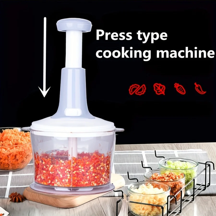 Manual Hand Push Food Chopper | Multifunction Vegetable, Meat & Mixer Grinder 1.5L