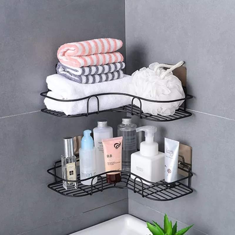 Iron Corner Shower Shelf – Punch-Free Bathroom & Kitchen Storage Rack