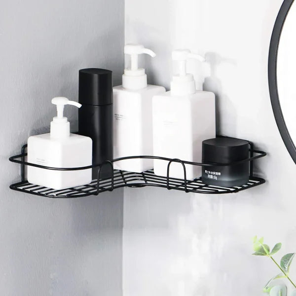 Iron Corner Shower Shelf – Punch-Free Bathroom & Kitchen Storage Rack