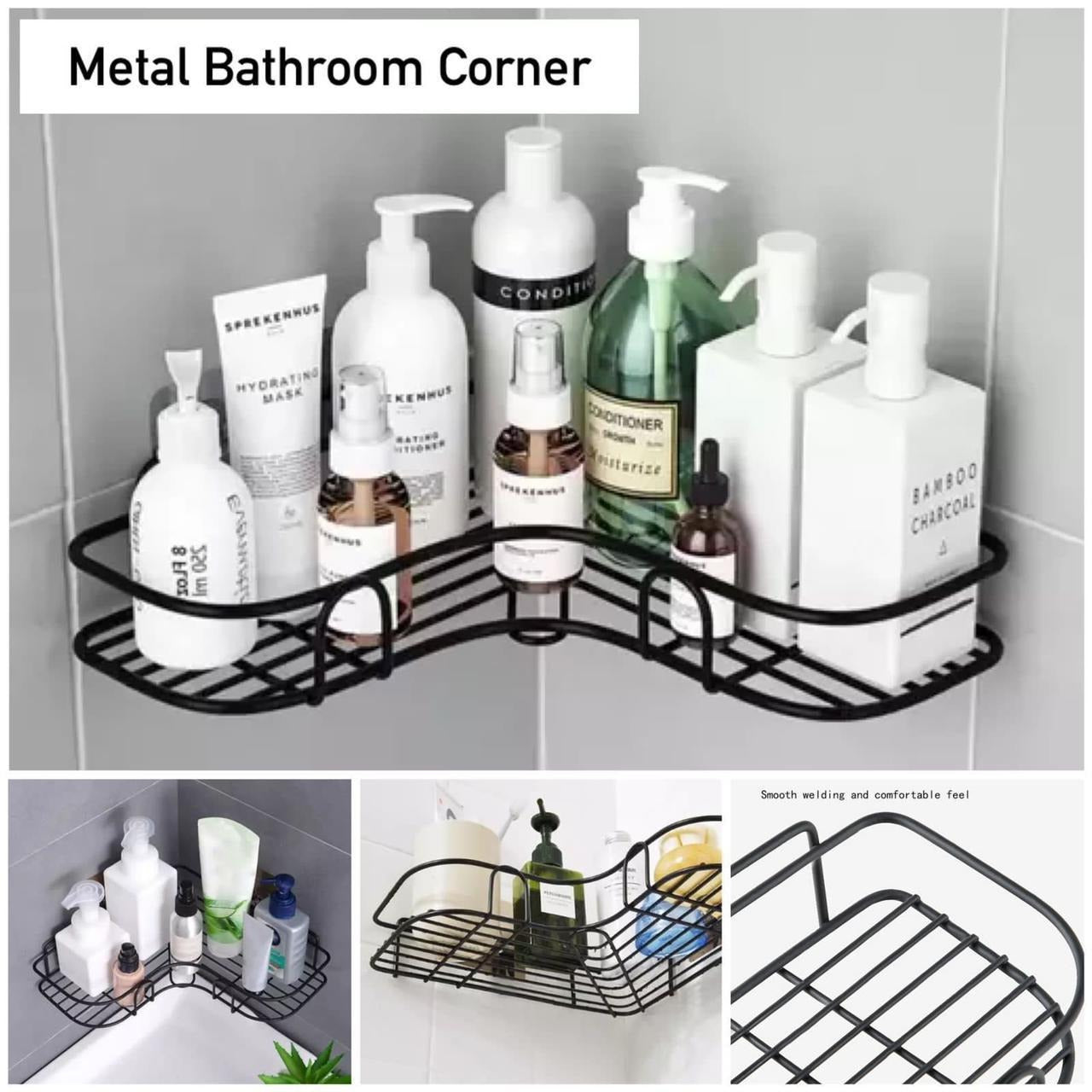 Iron Corner Shower Shelf – Punch-Free Bathroom & Kitchen Storage Rack