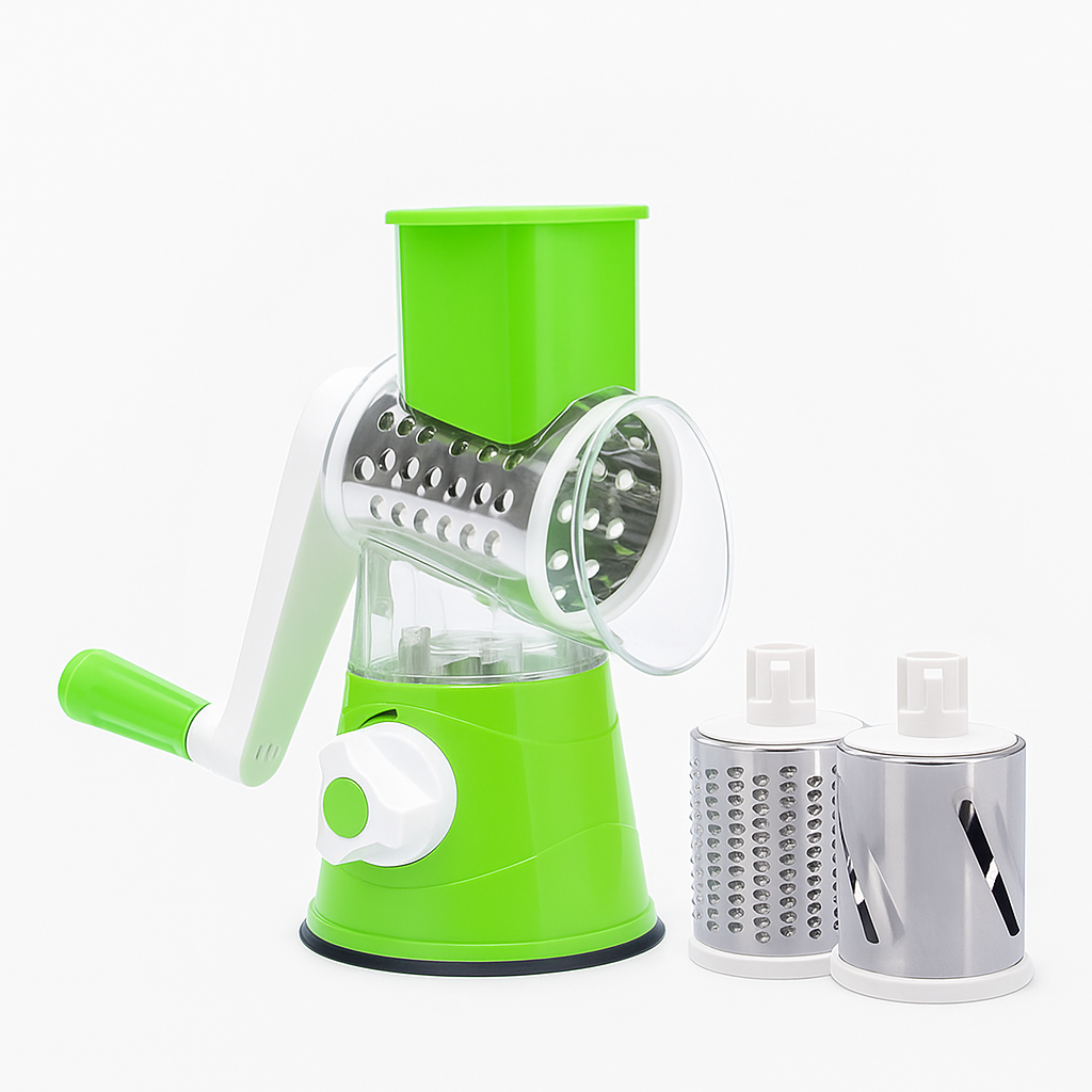 Manual Drum Grater & Vegetable Cutter – Multifunctional Slicer, Chopper & Grater