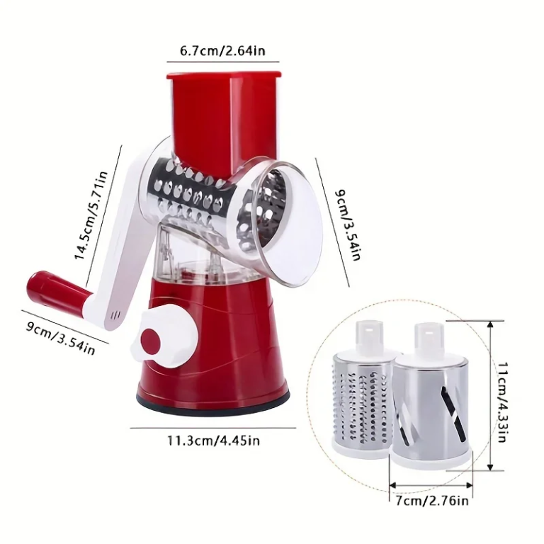Manual Drum Grater & Vegetable Cutter – Multifunctional Slicer, Chopper & Grater