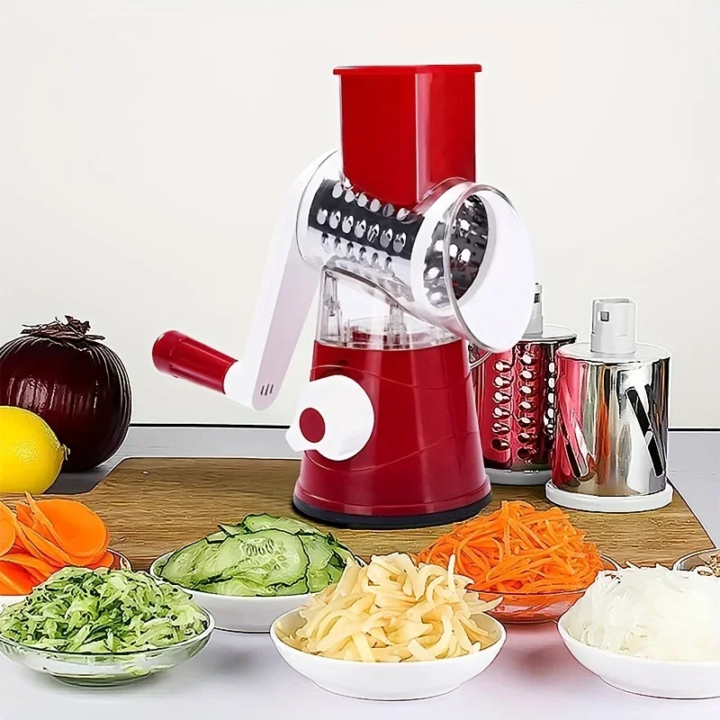 Manual Drum Grater & Vegetable Cutter – Multifunctional Slicer, Chopper & Grater