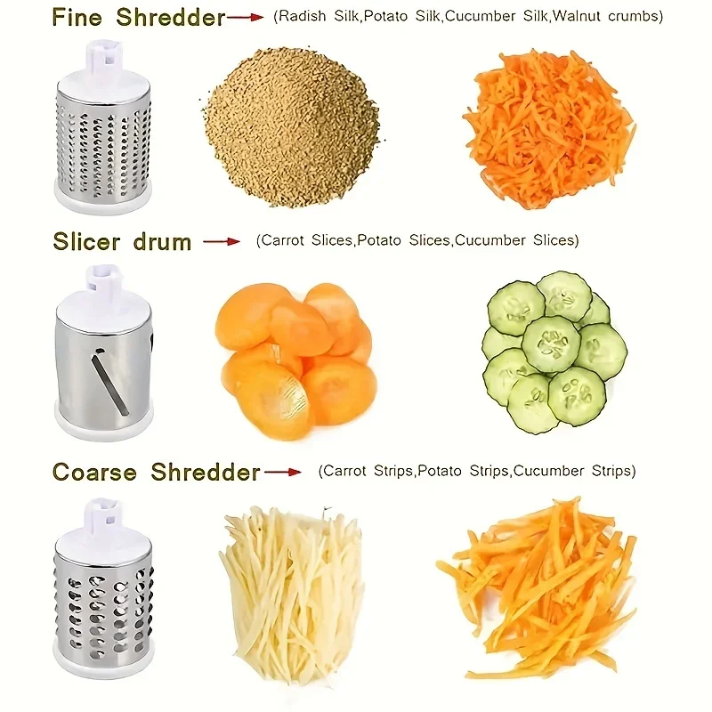 Manual Drum Grater & Vegetable Cutter – Multifunctional Slicer, Chopper & Grater