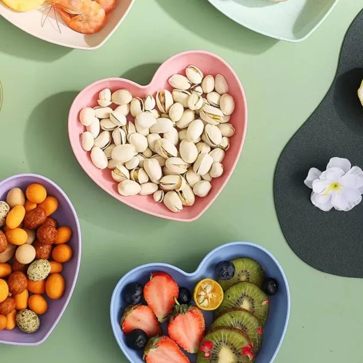 10Pcs Heart Shape Plastic Plates Set | Multi-Functional Snack & Dining Dishes