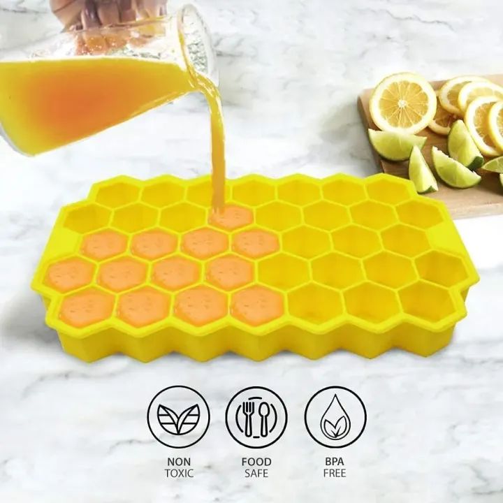 37-Cavity Silicone Ice Cube Tray | Honeycomb Mold for Ice