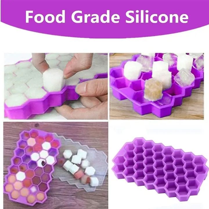 37-Cavity Silicone Ice Cube Tray | Honeycomb Mold for Ice
