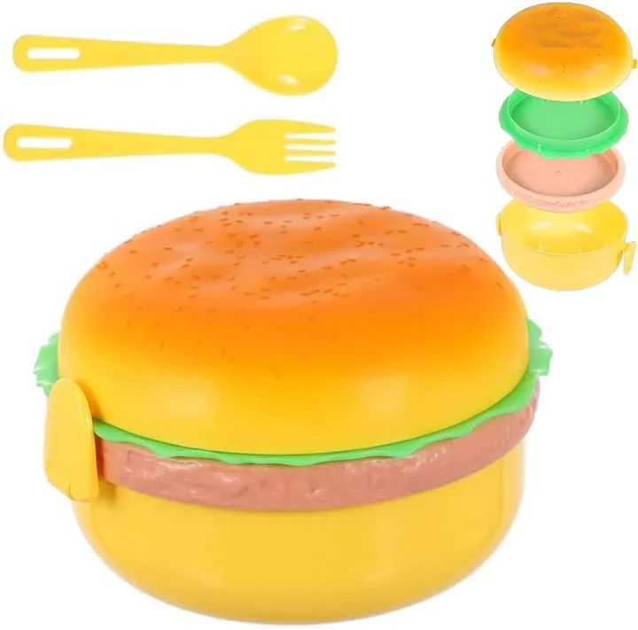 Burger Shaped Kids Lunch Box | Large School Tiffin Box for Meals & Snacks