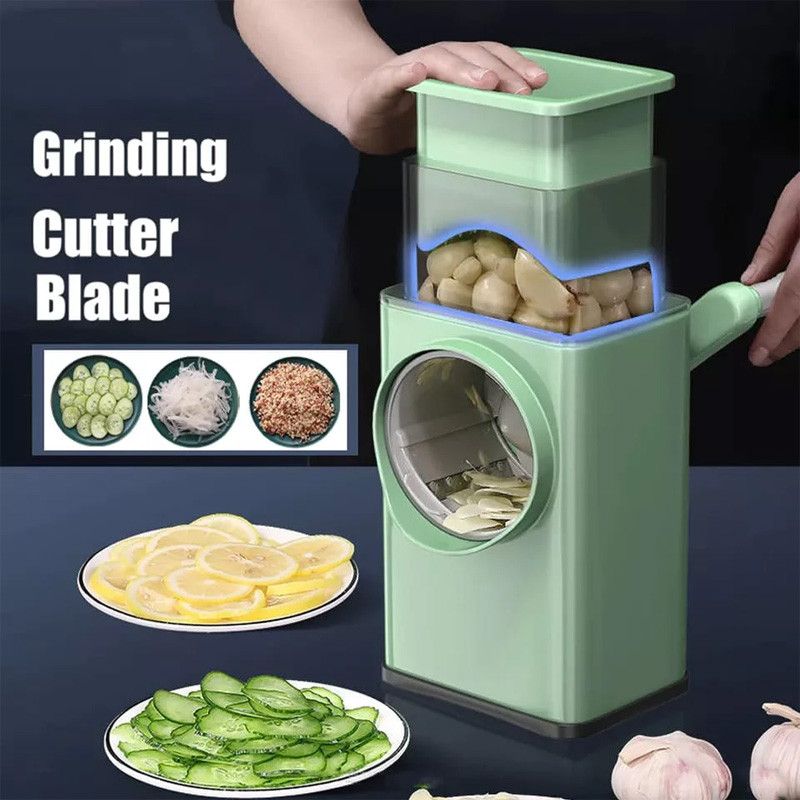 3-in-1 Manual Vegetable Slicer & Cheese Grater | Multifunctional Rotary Chopper & Peeler