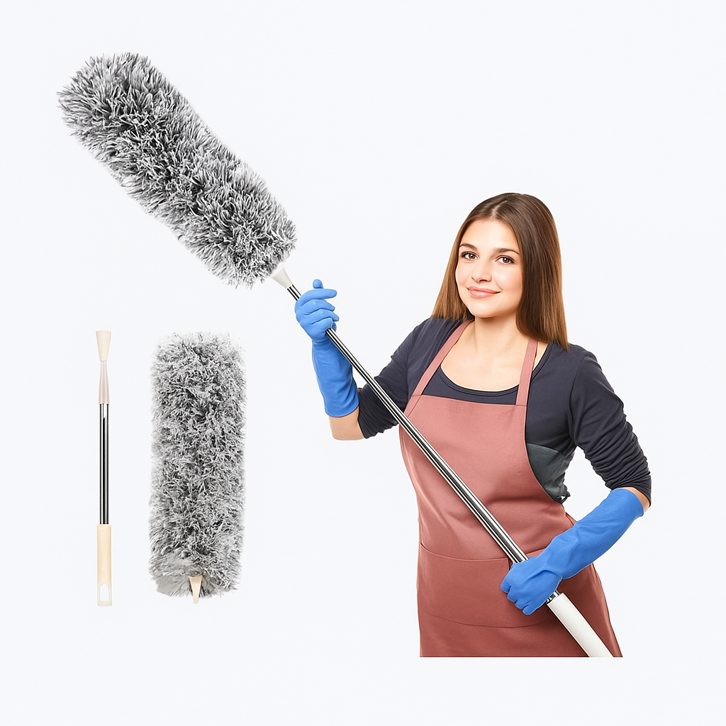 Extendable Microfiber Duster with Telescopic Handle | Bendable, Washable Fan & Ceiling Cleaner