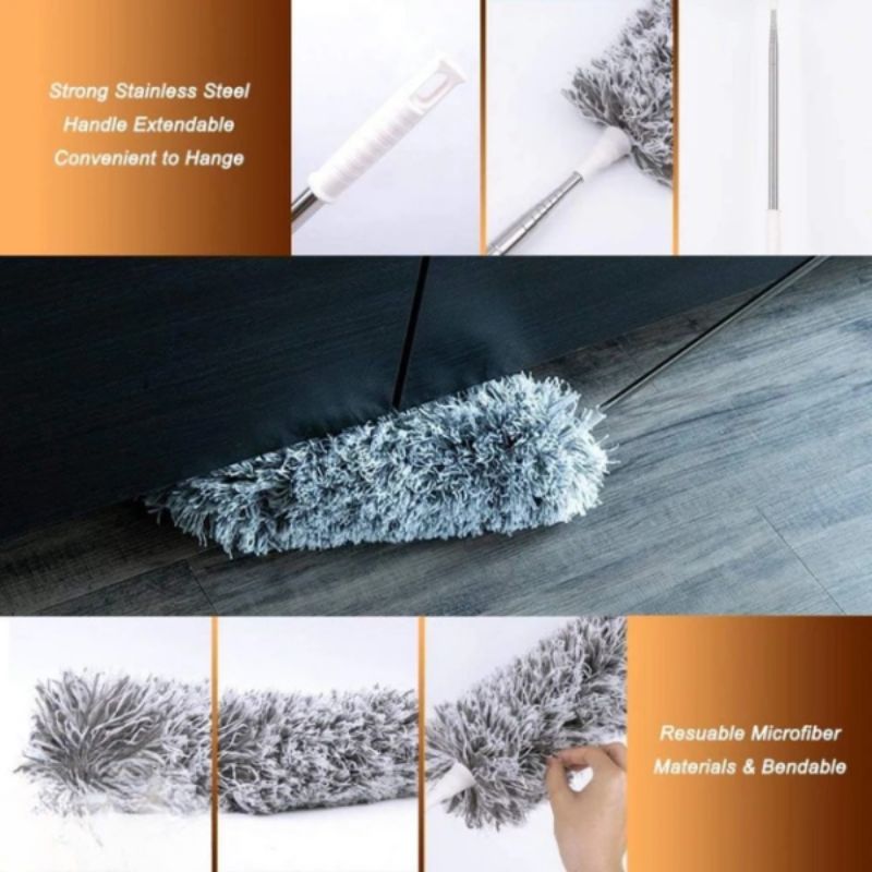 Extendable Microfiber Duster with Telescopic Handle | Bendable, Washable Fan & Ceiling Cleaner
