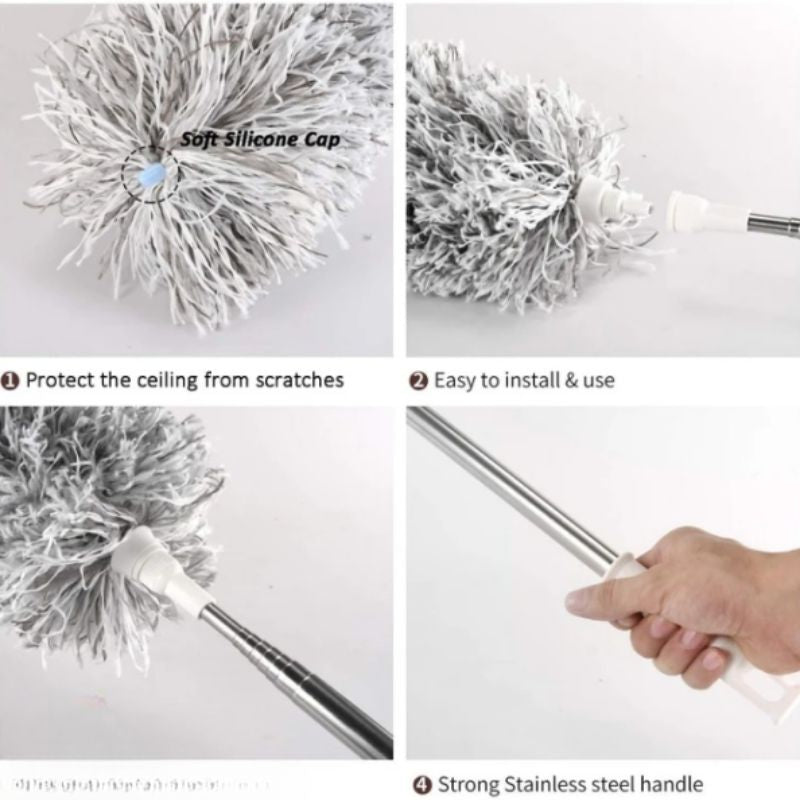 Extendable Microfiber Duster with Telescopic Handle | Bendable, Washable Fan & Ceiling Cleaner