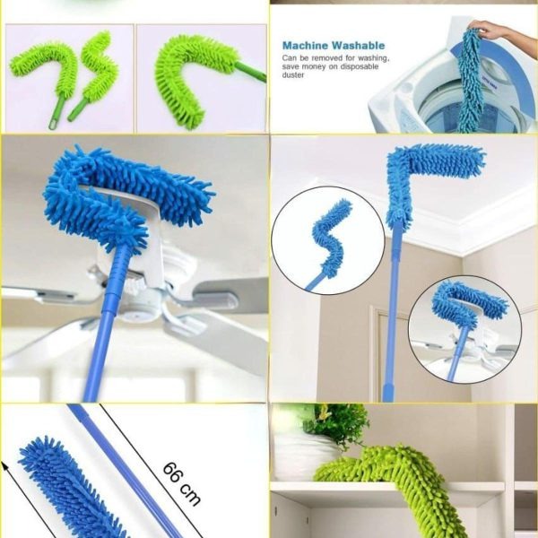 Telescopic Microfiber Duster with Flexible Head | Stainless Steel Handle for Fan & Ceiling Cleaning