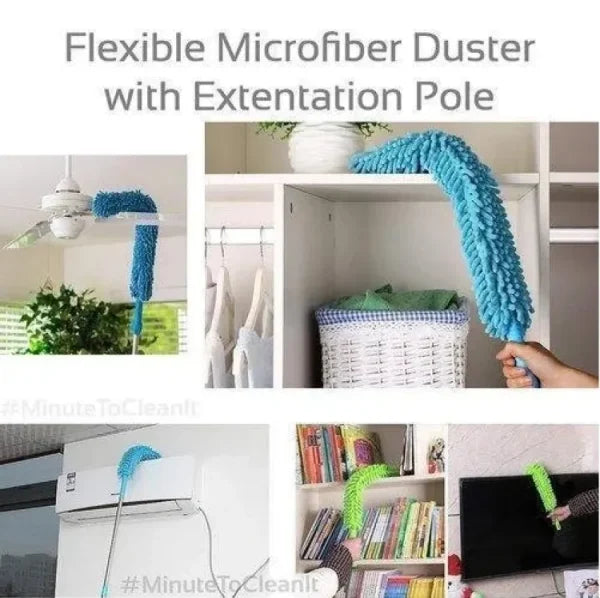 Telescopic Microfiber Duster with Flexible Head | Stainless Steel Handle for Fan & Ceiling Cleaning