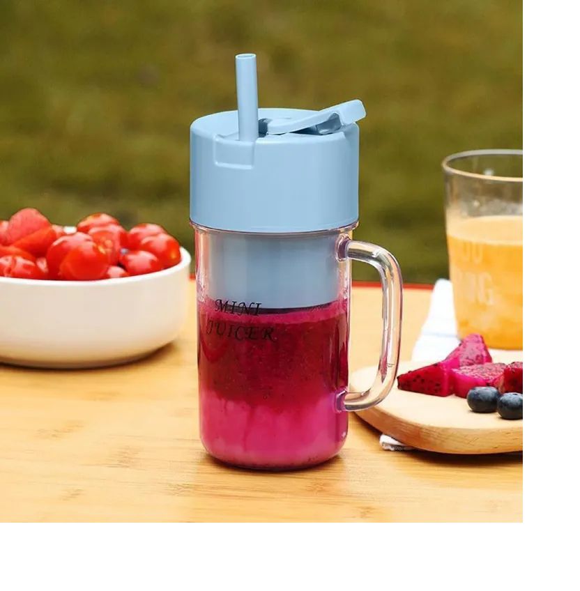 Portable USB Juicer Blender 500ml | Rechargeable Fruit Juice Maker Cup with Straw