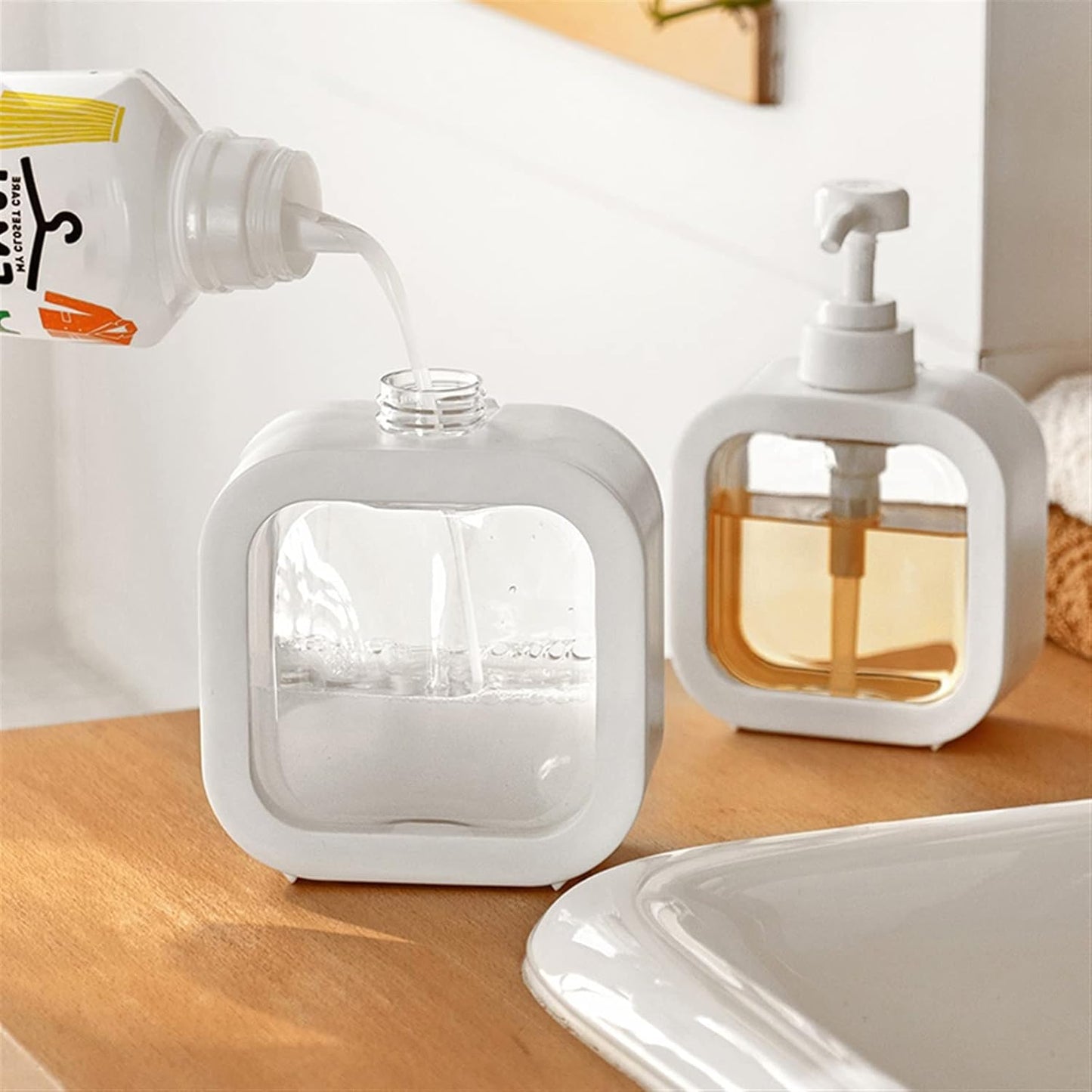 Refillable Soap Dispenser Pump Bottle 500ml for Kitchen & Bathroom