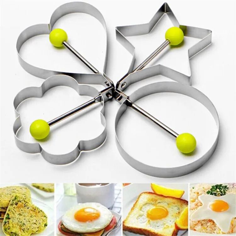 4 X Stainless Steel Egg & Pancake Rings – Non-Stick Fried Egg Shaper Molds