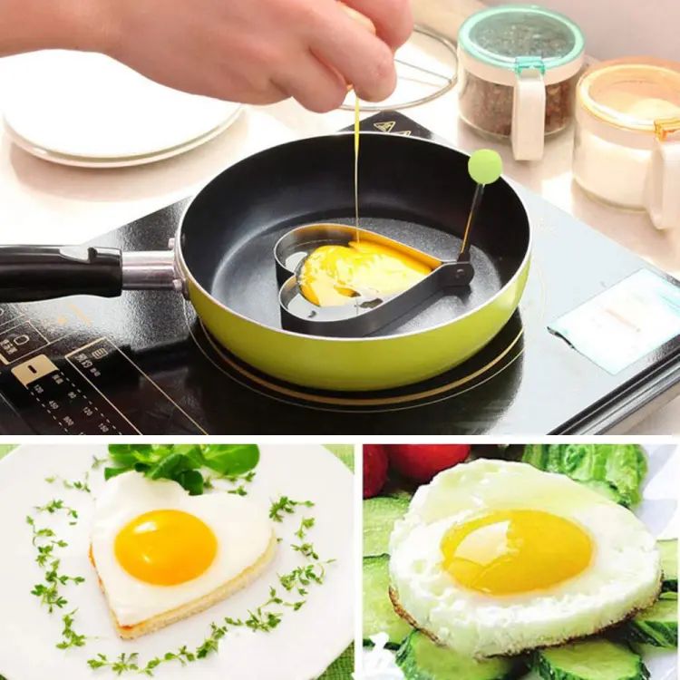 4 X Stainless Steel Egg & Pancake Rings – Non-Stick Fried Egg Shaper Molds