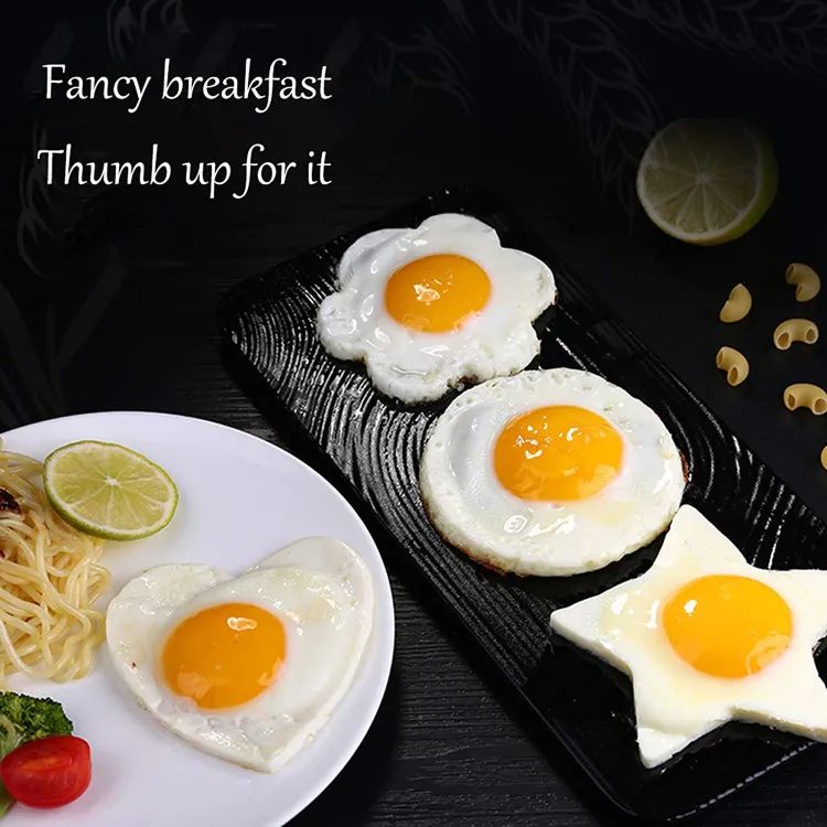 4 X Stainless Steel Egg & Pancake Rings – Non-Stick Fried Egg Shaper Molds