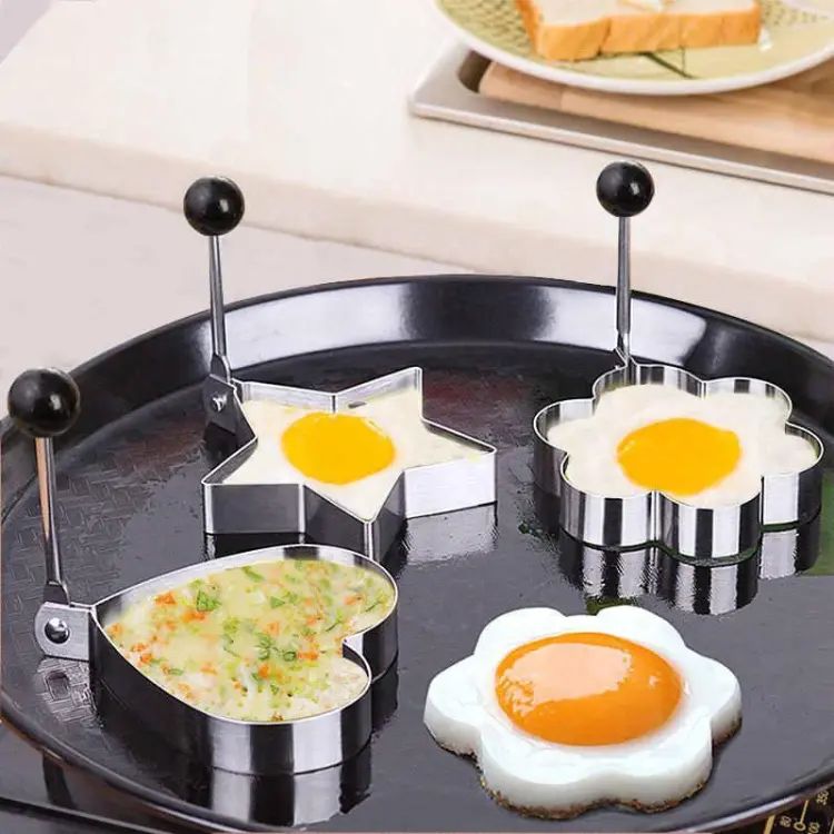 4 X Stainless Steel Egg & Pancake Rings – Non-Stick Fried Egg Shaper Molds