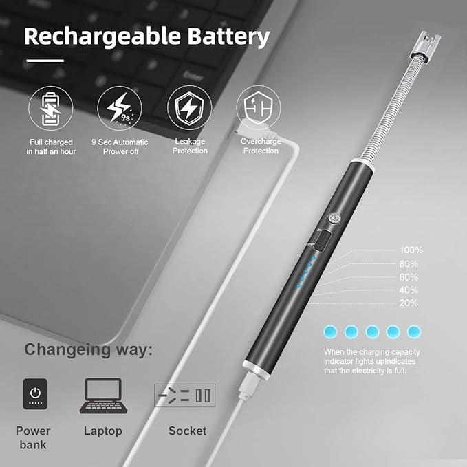 USB Rechargeable Arc Lighter | 360° Flexible Electric Candle & Stove Igniter