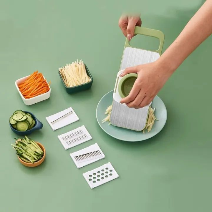 5-in-1 Vegetable Cutter & Grater | Multifunctional Stainless Steel Kitchen Slicer | Random color