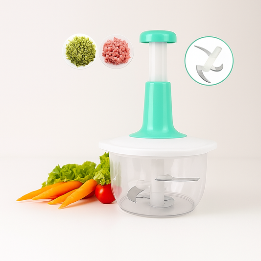 Manual Hand Push Food Chopper | Multifunction Vegetable, Meat & Mixer Grinder 1.5L